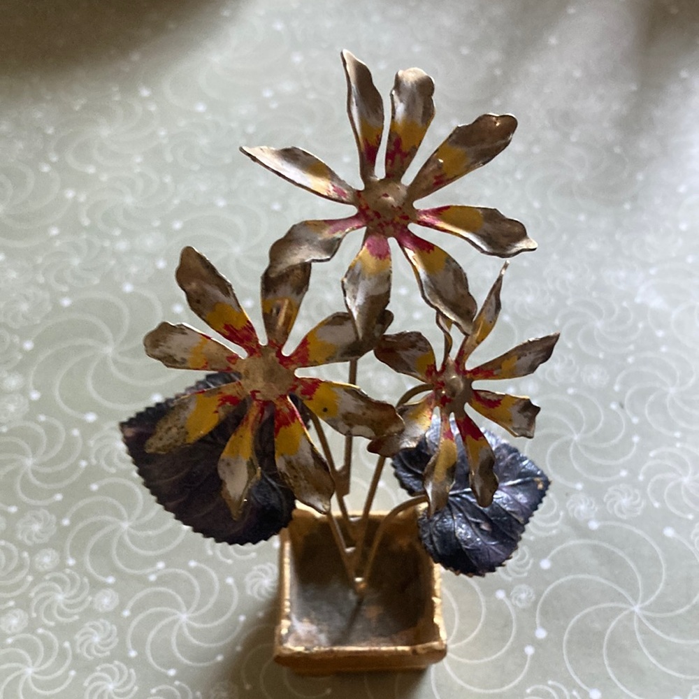 Vintage metal flower art